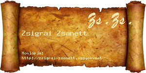 Zsigrai Zsanett névjegykártya